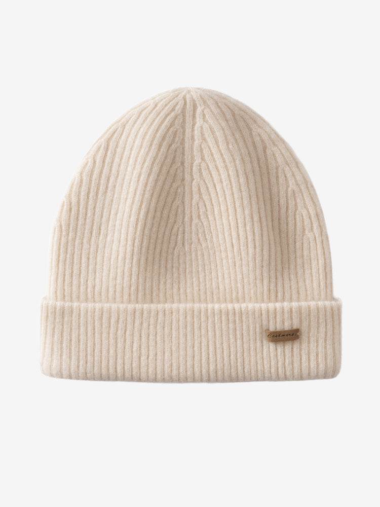LANLY 100% Pure Cashmere Ribbed Beanie - OEM/ODM Double Layer Unisex Knit Hat for Private Label Luxury Brands