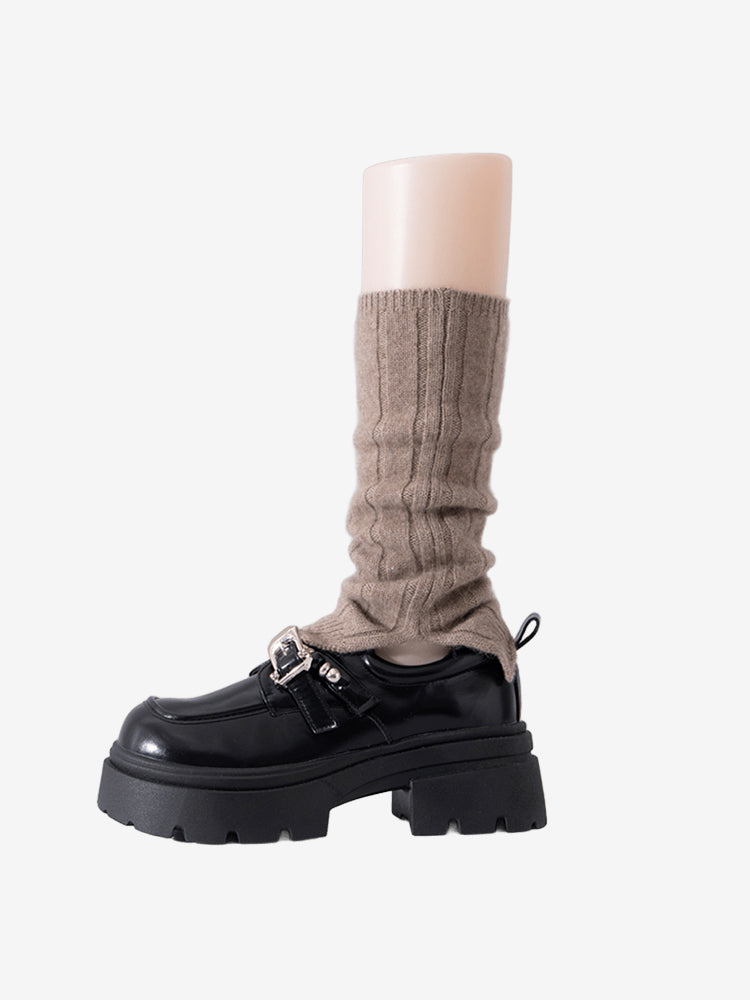 LANLY 100% Cashmere Leg Warmers | Thick Mongolia Cashmere Thermal Ribbed Knit Slouchy Boot Cuffs