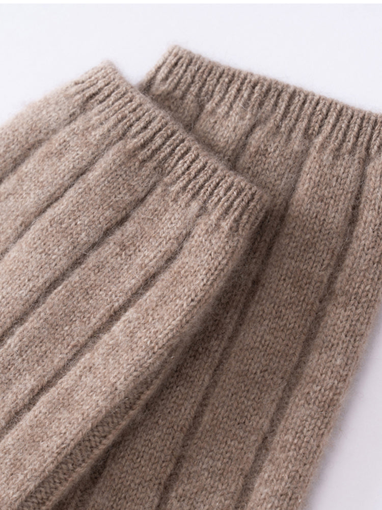 LANLY 100% Cashmere Leg Warmers | Thick Mongolia Cashmere Thermal Ribbed Knit Slouchy Boot Cuffs