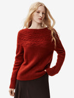 LANLY Bateau Neck Cashmere Pullover Factory: Custom Fuzzy Textured Boat Neck Knitwear Supplier with Mongolian Fleece