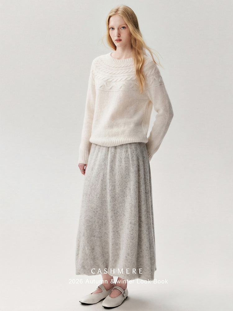 LANLY Bateau Neck Cashmere Pullover Factory: Custom Fuzzy Textured Boat Neck Knitwear Supplier with Mongolian Fleece
