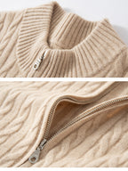 Lanly Cashmere Men's Full-Zip Sweater - Cable Knit Cardigan
