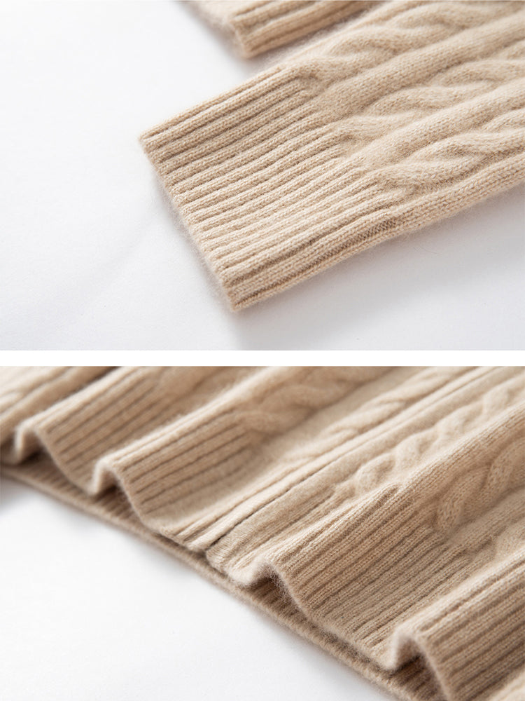 Lanly Cashmere Men's Full-Zip Sweater - Cable Knit Cardigan
