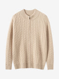 Lanly Cashmere Men's Full-Zip Sweater - Cable Knit Cardigan