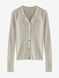 LanlyCashmere Women’s Collared Cashmere Cardigan – Slim Fit Button Knit Top