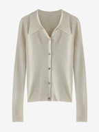 LanlyCashmere Women’s Collared Cashmere Cardigan – Slim Fit Button Knit Top