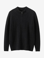 Lanly Cashmere Men's Full-Zip Sweater - Cable Knit Cardigan