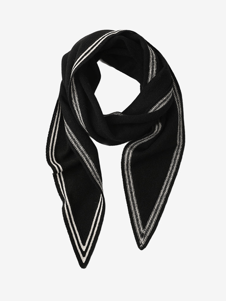 Lanly Cashmere Triangle Scarf - 100% Premium Knit Striped Neckerchief