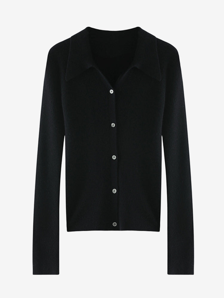 LanlyCashmere Women’s Collared Cashmere Cardigan – Slim Fit Button Knit Top