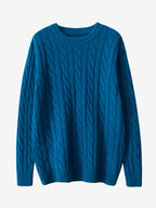 LanlyCashmere Cable Knit Cashmere Sweater – Classic Soft Crewneck Pullover