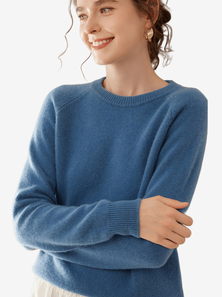 LanlyCashmere Women’s Cashmere Crewneck Sweater – Lightweight Classic Knit Pullover
