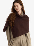 LANLY - Women's Cropped Cashmere Poncho Mongolian Cashmere Ribbed Shawl