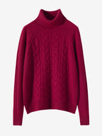 Lanly Cashmere Turtleneck Sweater - Mongolia Cable Knit Pullover