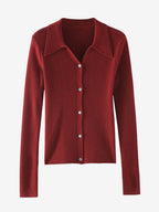 LanlyCashmere Women’s Collared Cashmere Cardigan – Slim Fit Button Knit Top