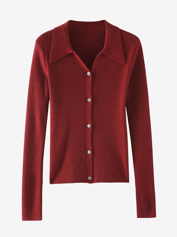 LanlyCashmere Women’s Collared Cashmere Cardigan – Slim Fit Button Knit Top