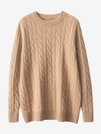 LanlyCashmere Cable Knit Cashmere Sweater – Classic Soft Crewneck Pullover