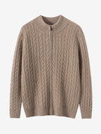 Lanly Cashmere Men's Full-Zip Sweater - Cable Knit Cardigan