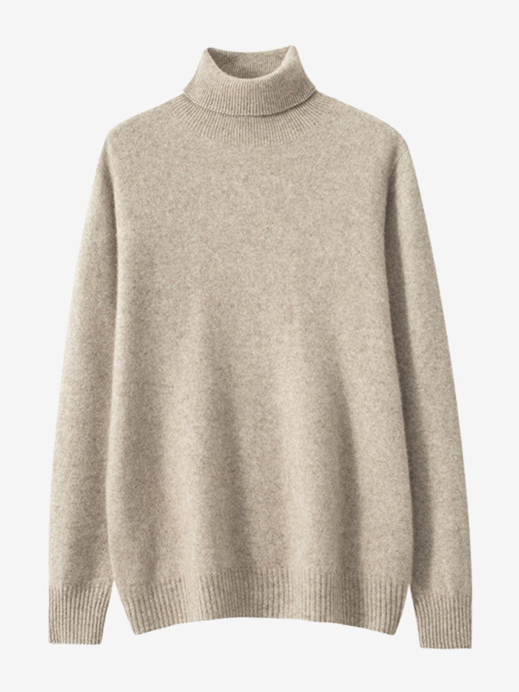 LanlyCashmere Men's Mongolian Cashmere Roll Neck Turtleneck Sweater