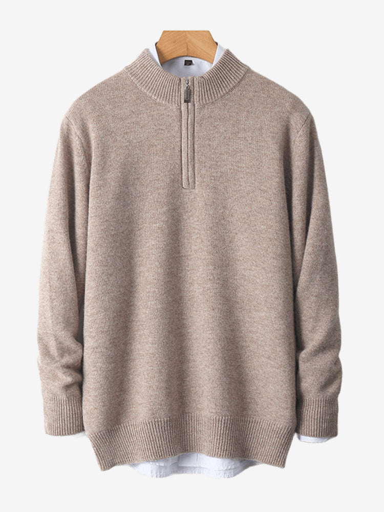 LanlyCashmere Merino Wool Quarter Zip Sweater – Soft Knit Pullover