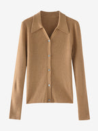 LanlyCashmere Women’s Collared Cashmere Cardigan – Slim Fit Button Knit Top