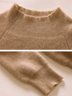 LANLY - Women's Mock Neck Cashmere Sweater Mongolian Cashmere Ribbed Pullover