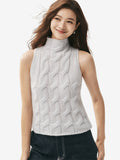 LANLY Wholesale Cashmere Blend Sleeveless Sweater - Premium Inner Mongolia Cable Knit Turtleneck Top