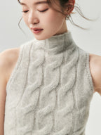 LANLY Wholesale Cashmere Blend Sleeveless Sweater - Premium Inner Mongolia Cable Knit Turtleneck Top