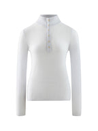 LANLY - Cashmere Henley Sweater Silk Mongolian Mock Neck Semi-Sheer Fitted Top