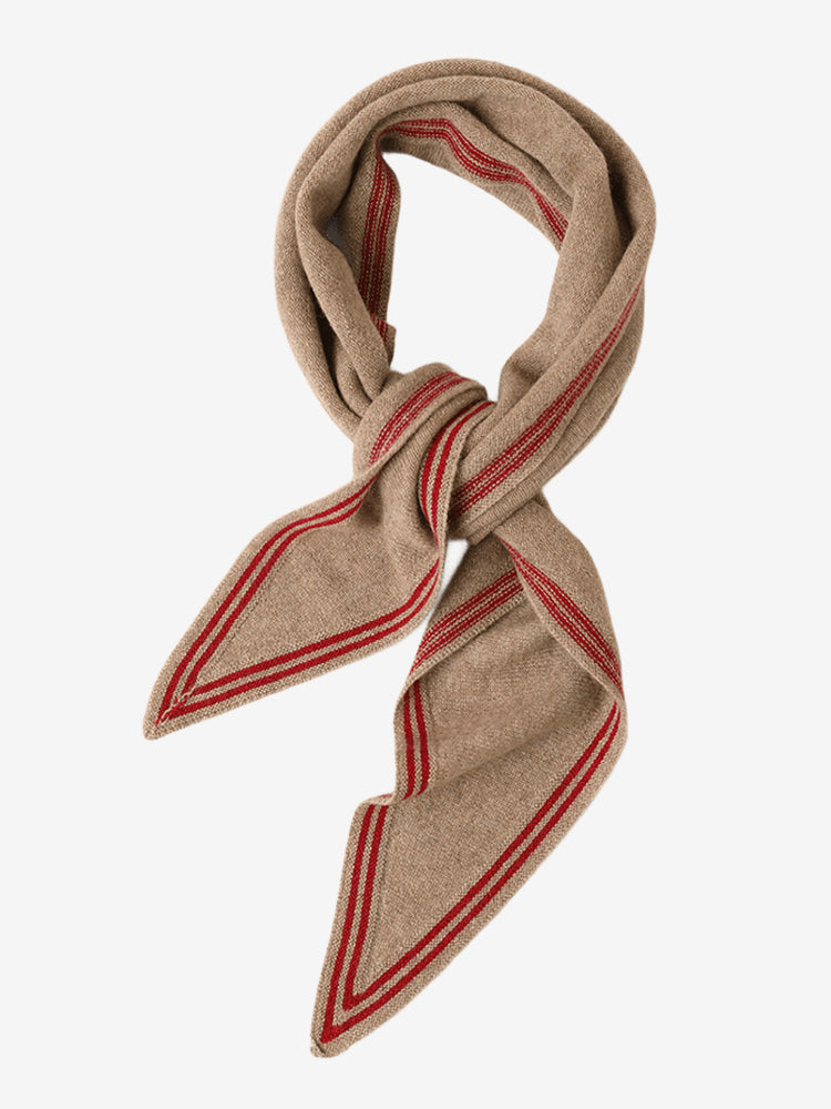 Lanly Cashmere Triangle Scarf - 100% Premium Knit Striped Neckerchief