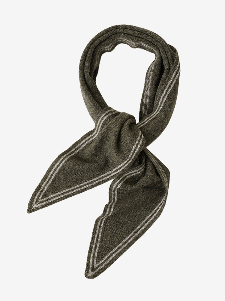 Lanly Cashmere Triangle Scarf - 100% Premium Knit Striped Neckerchief