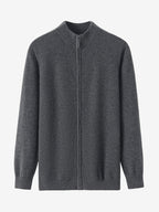 LanlyCashmere Men’s Premium Mongolia Cashmere Full-Zip Mock Neck Cardigan