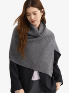 LANLY - Women's Cropped Cashmere Poncho Mongolian Cashmere Ribbed Shawl