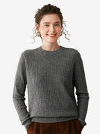LANLY - Women's Cable Knit Sweater Soft Cashmere Wool Crewneck Top