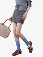 LANLY - Women's Cashmere Mini Skirt Heavyweight Mongolian Knit Skirt