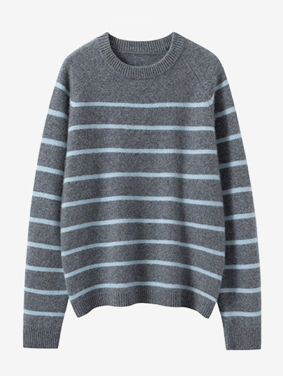 LANLY - Women's Striped Cashmere Sweater  Mongolian Cashmere Pullover