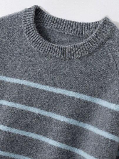 LANLY - Women's Striped Cashmere Sweater  Mongolian Cashmere Pullover