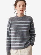 LANLY - Women's Striped Cashmere Sweater  Mongolian Cashmere Pullover