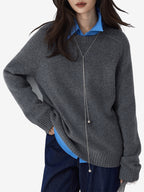 LANLY - Women's Crewneck Cashmere Sweater Heavyweight Mongolian Saddle Shoulder Pullover