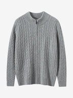 Lanly Cashmere Men's Full-Zip Sweater - Cable Knit Cardigan