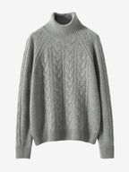 Lanly Cashmere Turtleneck Sweater - Mongolia Cable Knit Pullover