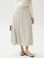 LANLY - Women's Cashmere Maxi Skirt Silk Cashmere Blend High Waisted A-Line Flare Skirt