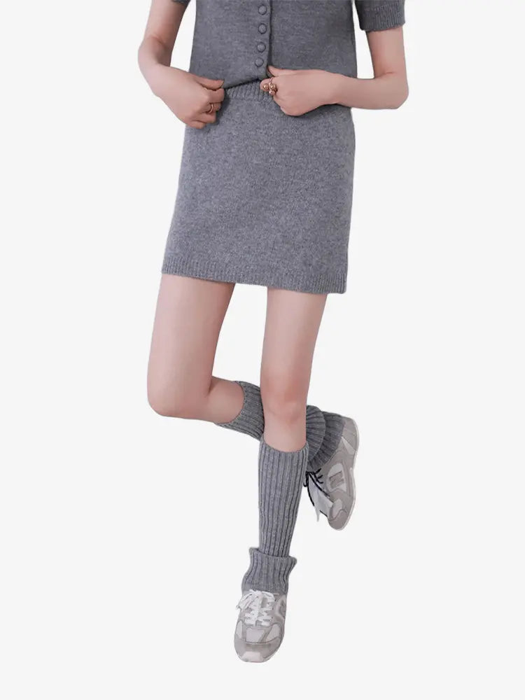 LANLY - Women's Cashmere Mini Skirt Heavyweight Mongolian Knit Skirt