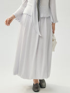 LANLY - Women's Cashmere Maxi Skirt Silk Cashmere Blend High Waisted A-Line Flare Skirt