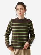 LANLY - Women's Striped Cashmere Sweater  Mongolian Cashmere Pullover