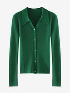 LanlyCashmere Women’s Collared Cashmere Cardigan – Slim Fit Button Knit Top