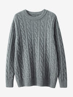 LanlyCashmere Cable Knit Cashmere Sweater – Classic Soft Crewneck Pullover