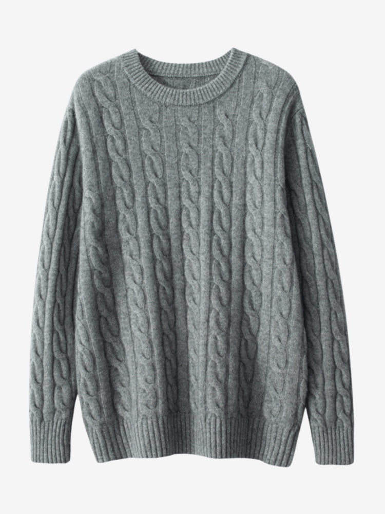 LanlyCashmere Cable Knit Cashmere Sweater – Classic Soft Crewneck Pullover
