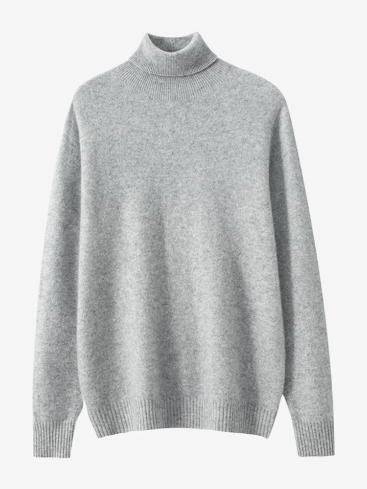 LanlyCashmere Men's Mongolian Cashmere Roll Neck Turtleneck Sweater