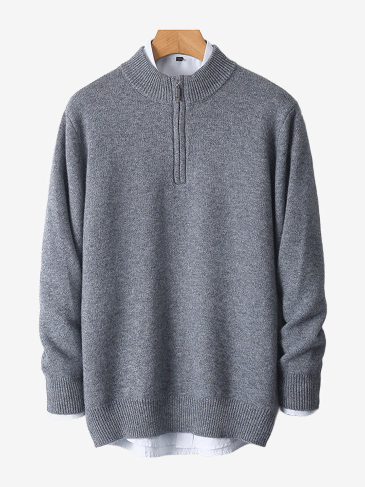 LanlyCashmere Merino Wool Quarter Zip Sweater – Soft Knit Pullover