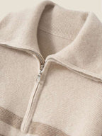 Lanly Cashmere Women’s Striped Cashmere Half Zip Sweater